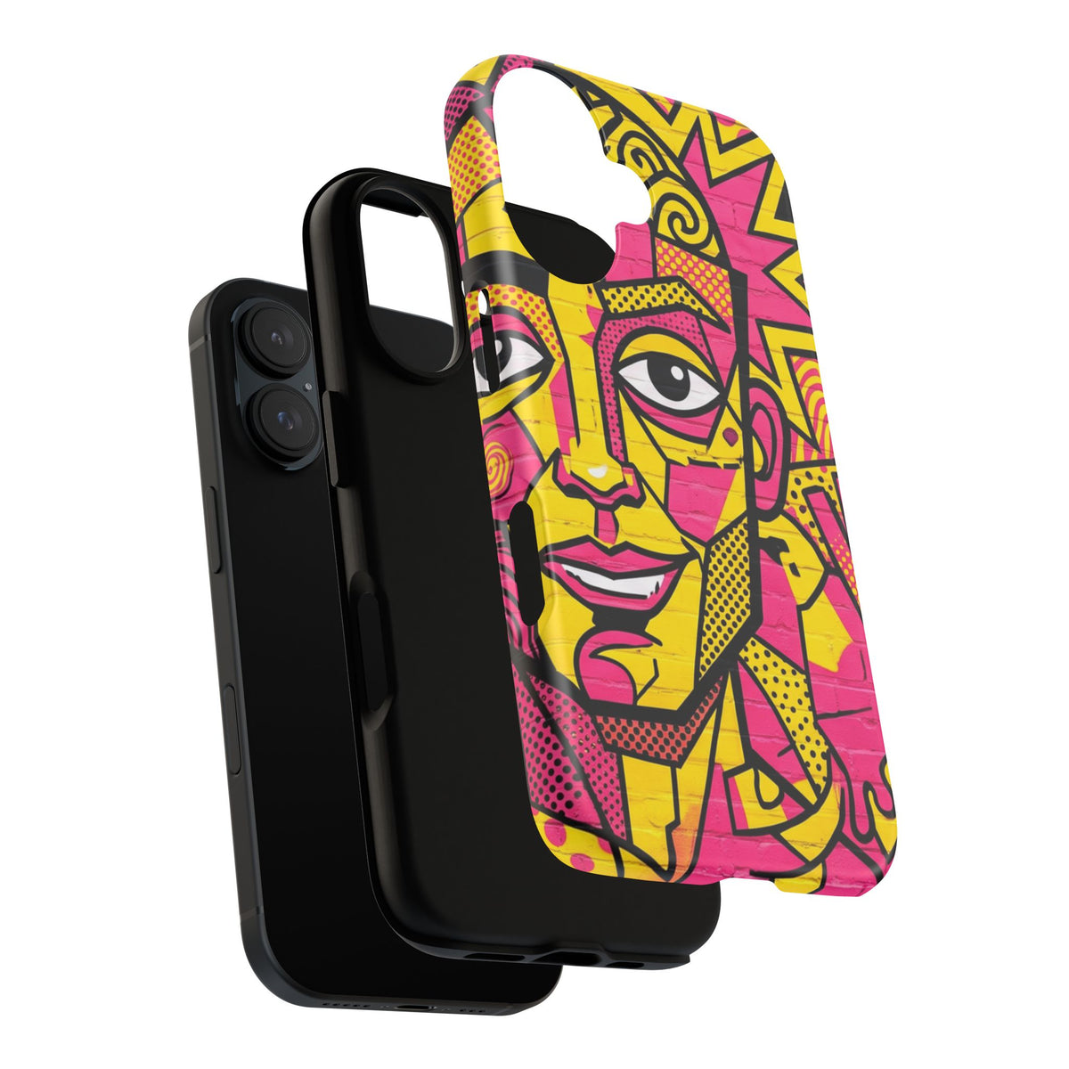 Pop Art Face iPhone Case — Vibrant Neon Abstract Phone Cover