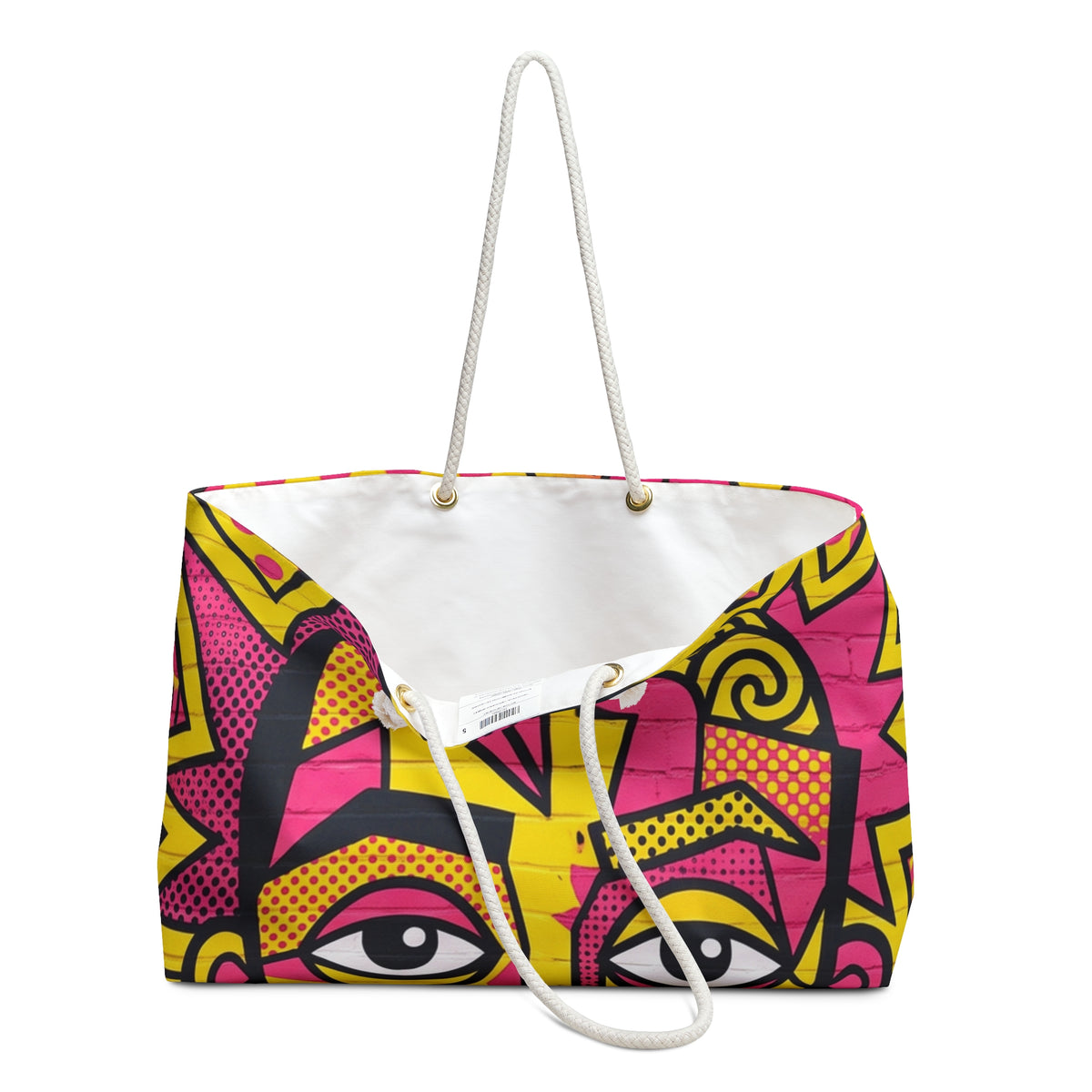 Pop Art Face Weekender Bag — Vibrant Pink & Yellow Travel Tote