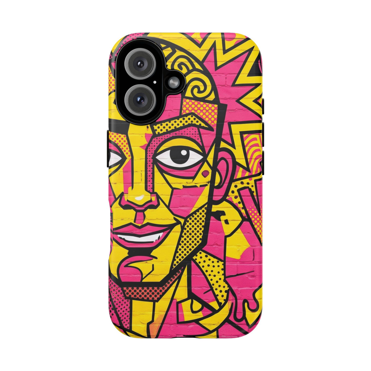 Pop Art Face iPhone Case — Vibrant Neon Abstract Phone Cover