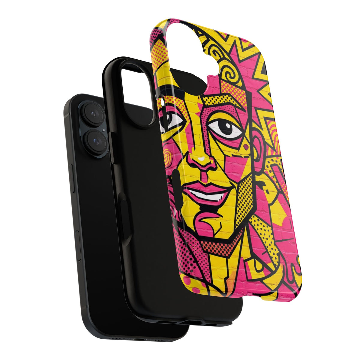 Pop Art Face iPhone Case — Vibrant Neon Abstract Phone Cover