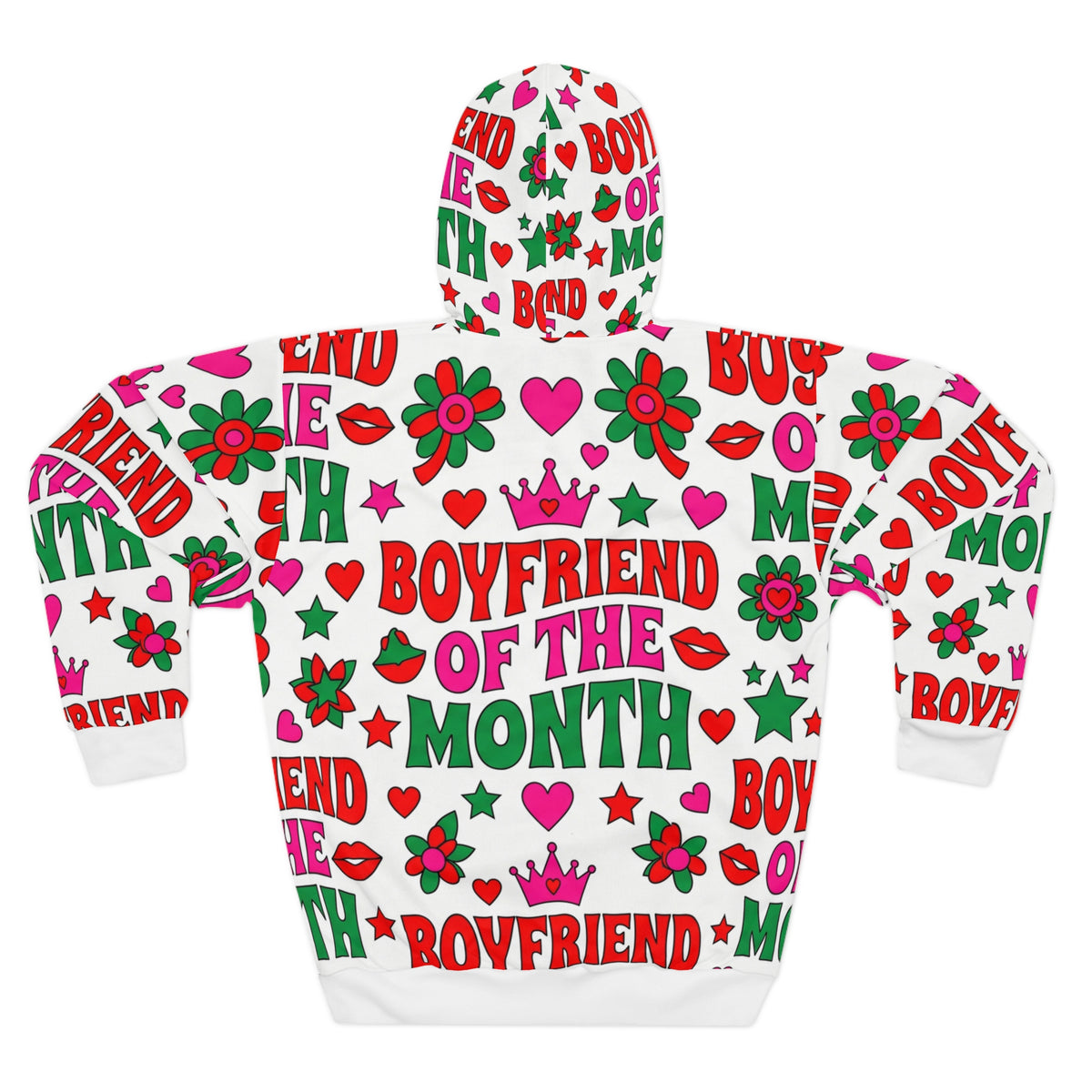 Boyfriend of the Month Hoodie – Playful Valentine's All-Over Print Pullover