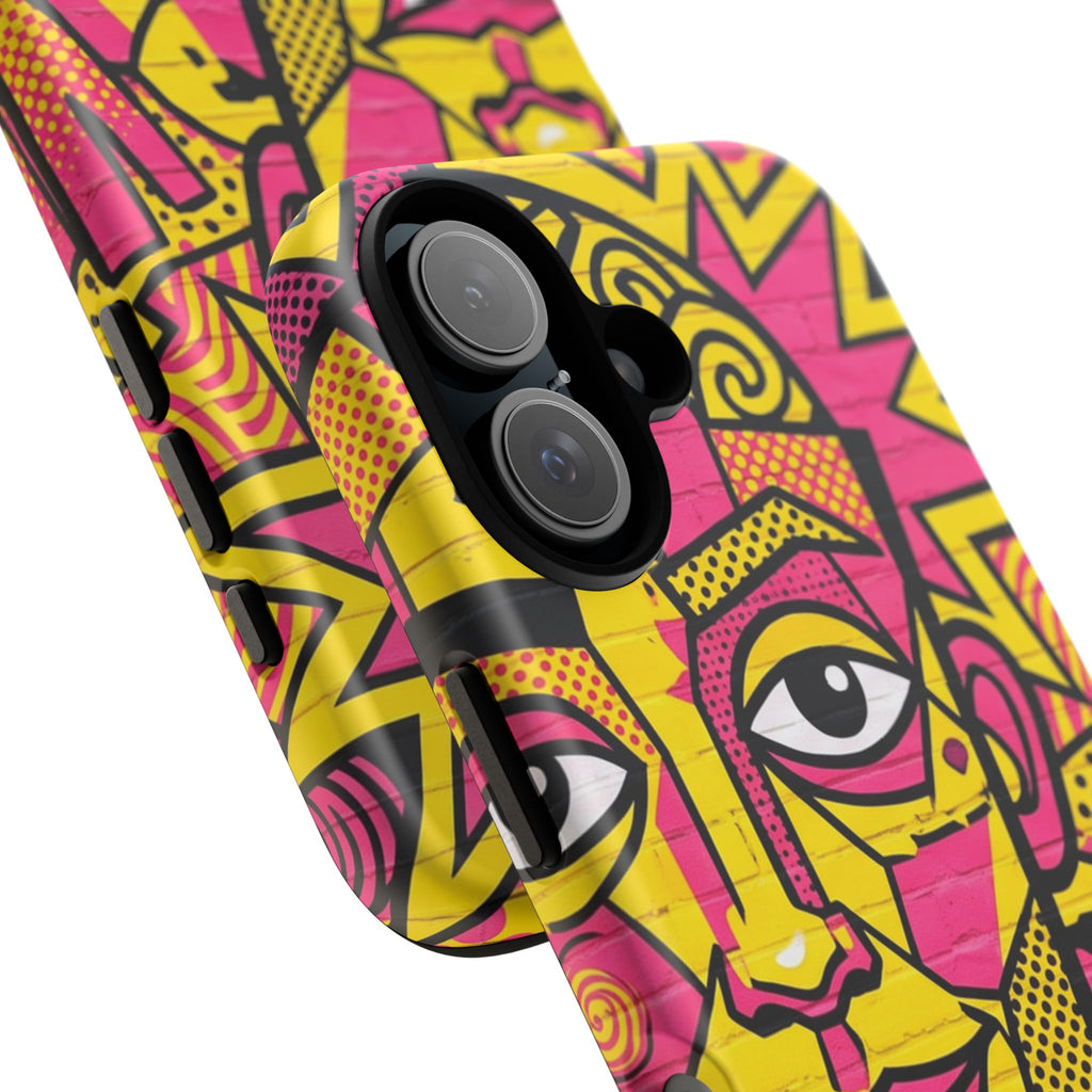 Pop Art Face iPhone Case — Vibrant Neon Abstract Phone Cover