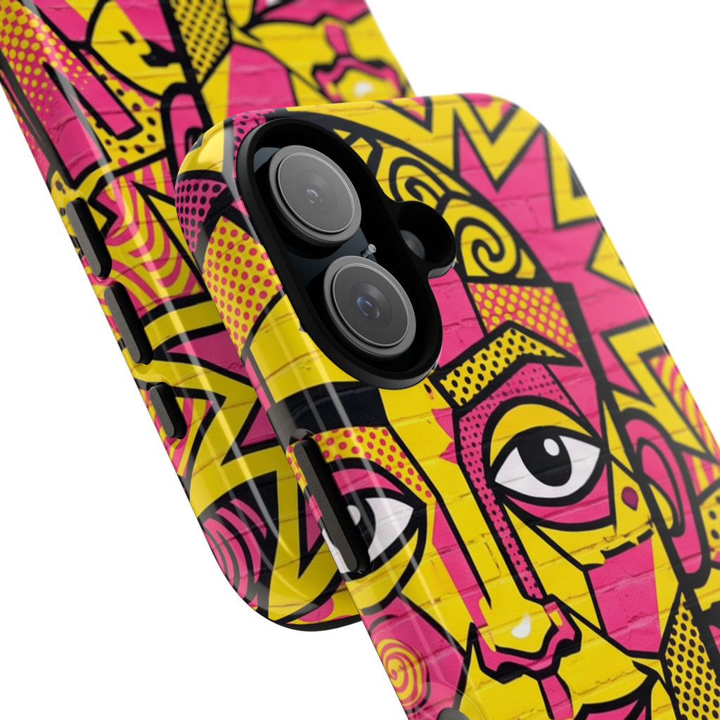 Pop Art Face iPhone Case — Vibrant Neon Abstract Phone Cover
