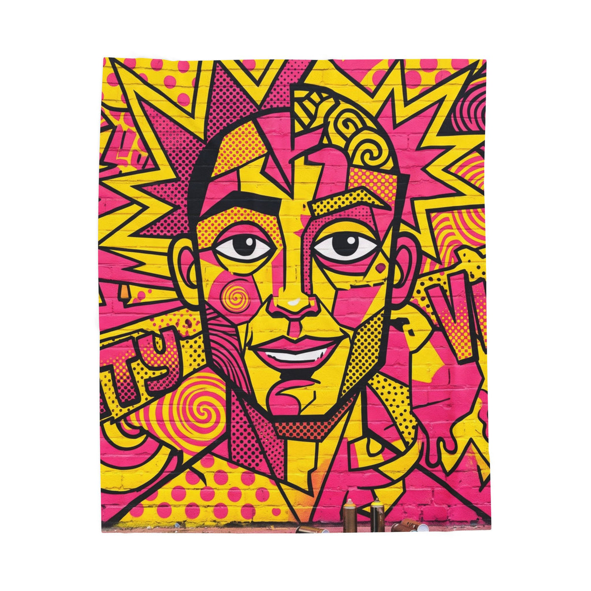 Pop Art Face Velveteen Plush Blanket – Bright Retro Graphic Throw