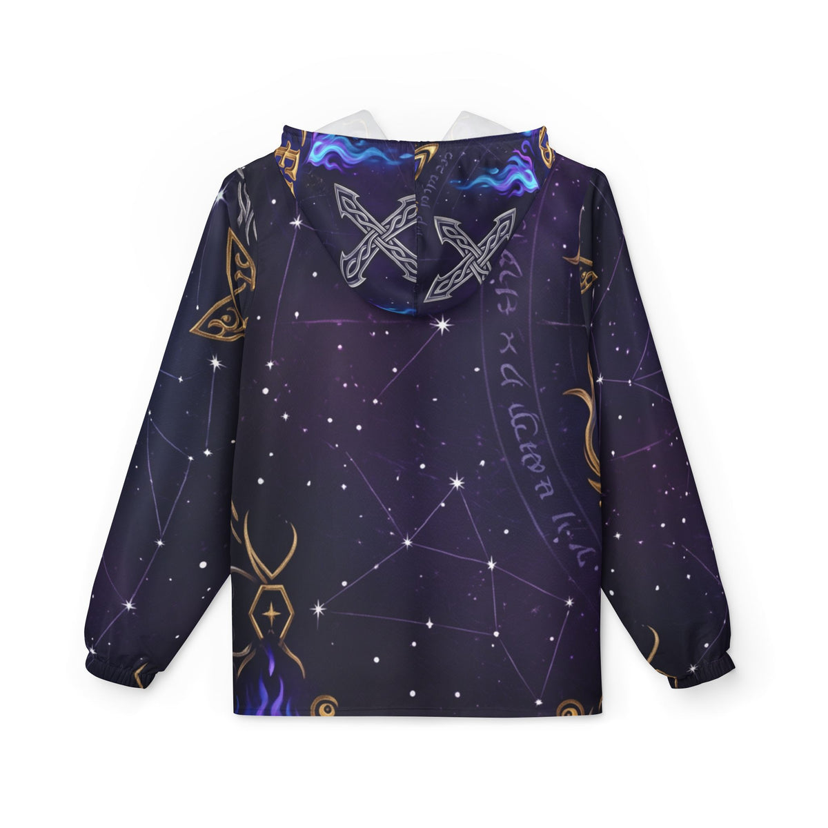 Fantasy Magic Windbreaker Jacket — Mystical Rune AOP Hooded Coat