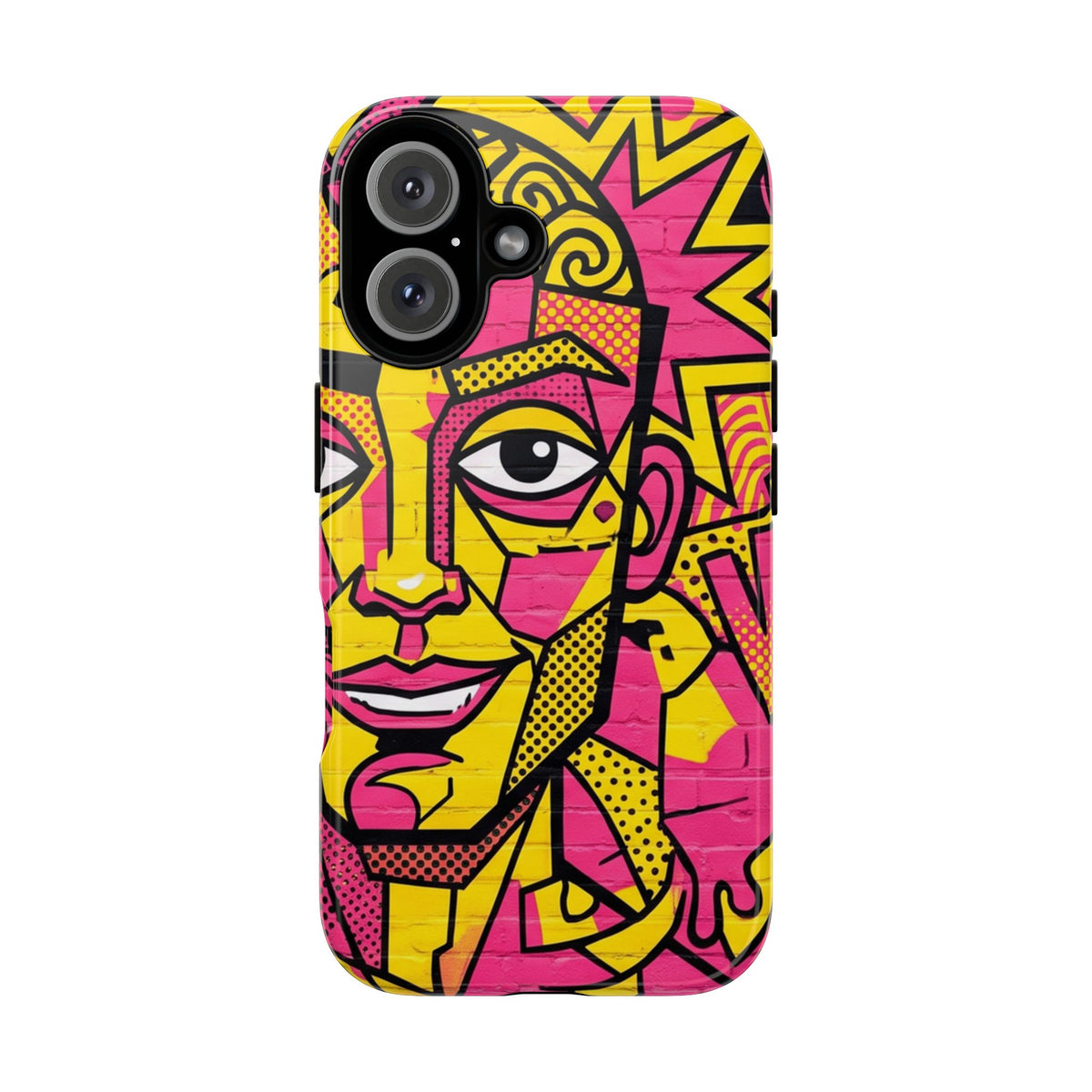 Pop Art Face iPhone Case — Vibrant Neon Abstract Phone Cover