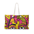 Pop Art Face Weekender Bag — Vibrant Pink & Yellow Travel Tote