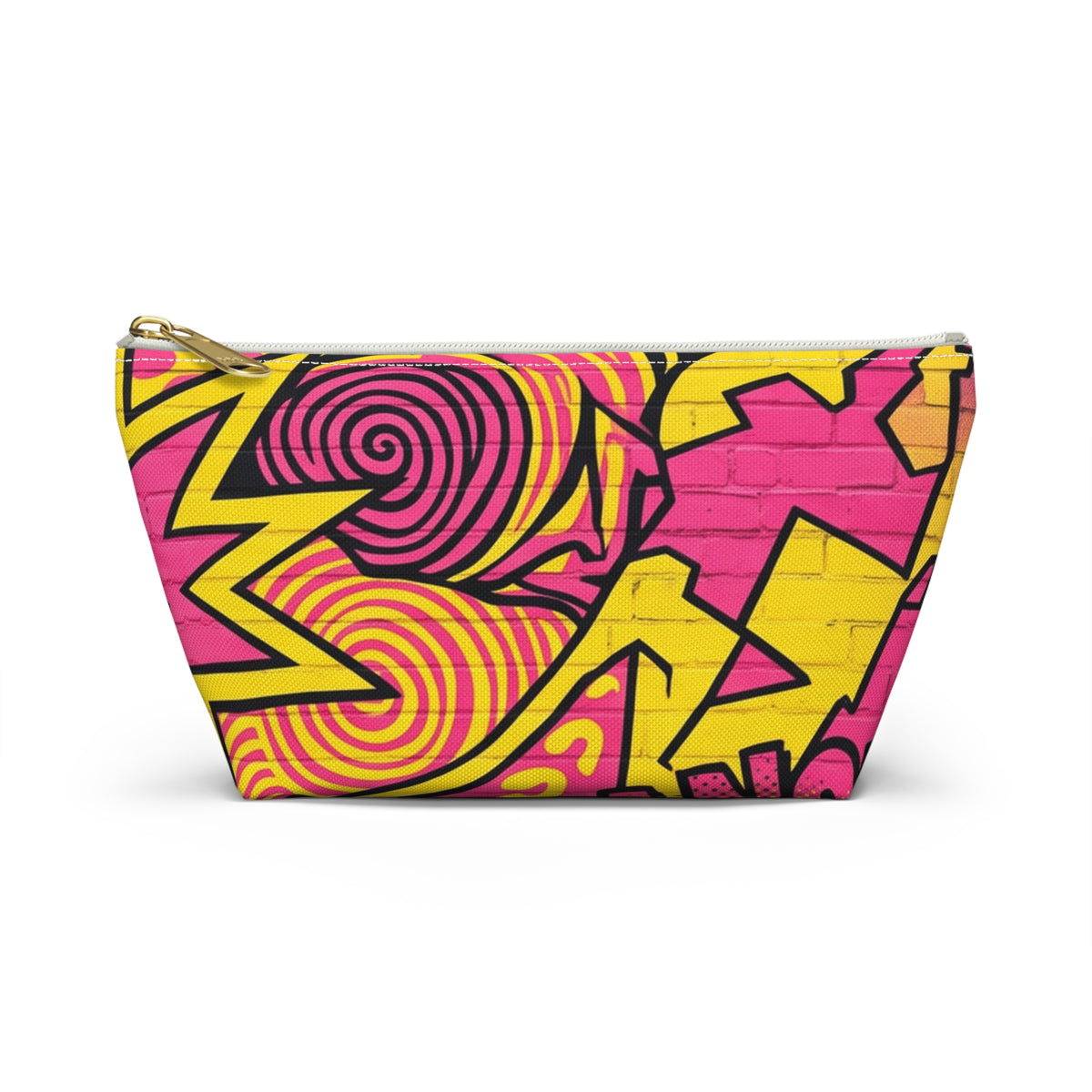 Retro Pop Art Accessory Pouch – Bright Pink & Yellow Cosmetic Bag