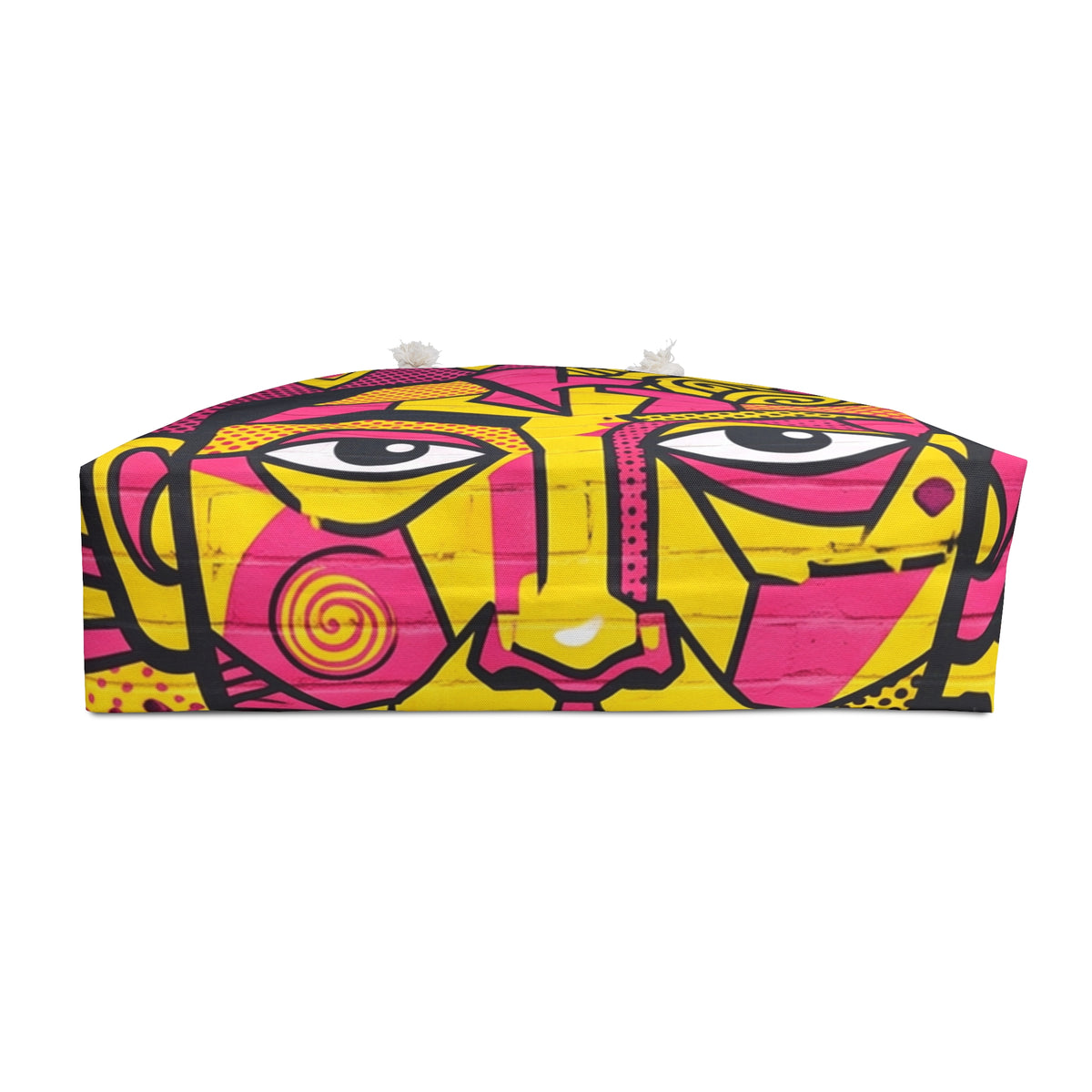 Pop Art Face Weekender Bag — Vibrant Pink & Yellow Travel Tote