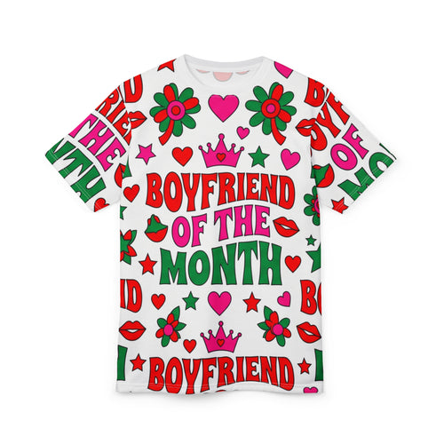 Boyfriend of the Month All-Over Print Tee — Fun Valentine’s Day / Relationship Gift
