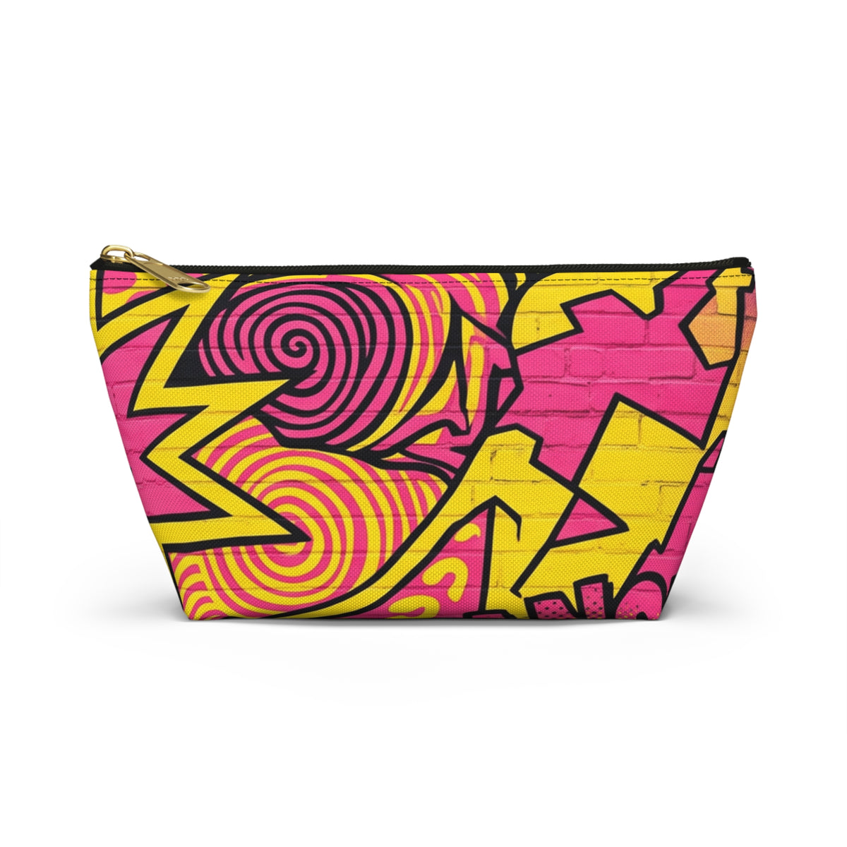 Retro Pop Art Accessory Pouch – Bright Pink & Yellow Cosmetic Bag