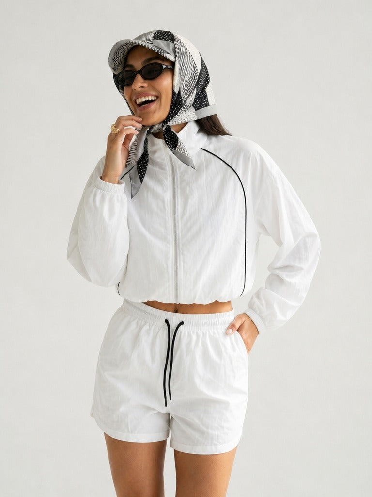 Limitless Cropped Zipper Two-Piece Set