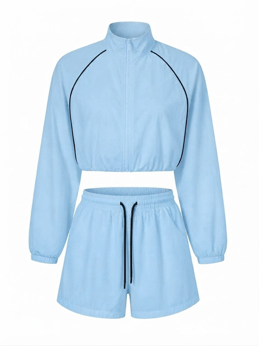 Limitless Cropped Zipper Two-Piece Set